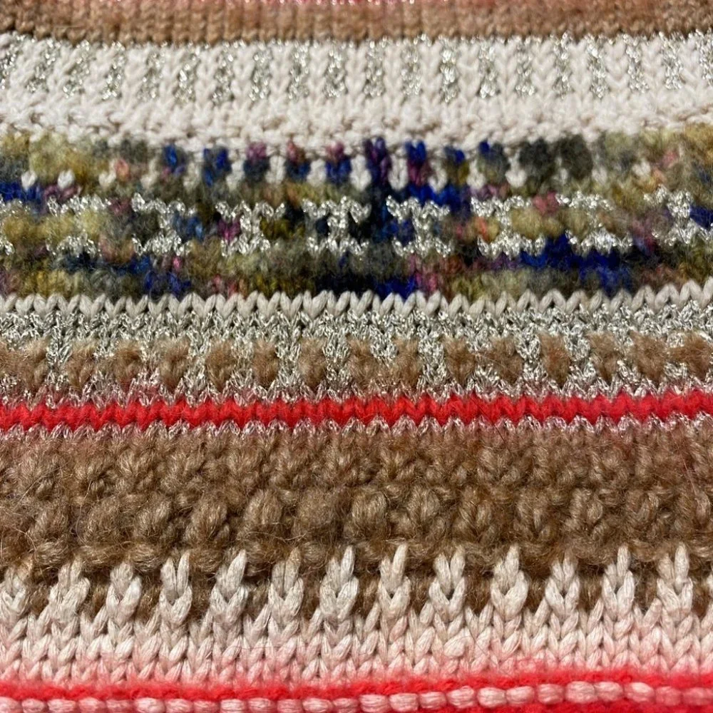 Juicy Couture Long Scarf Brown Cream Red One Size - Picture 6 of 9